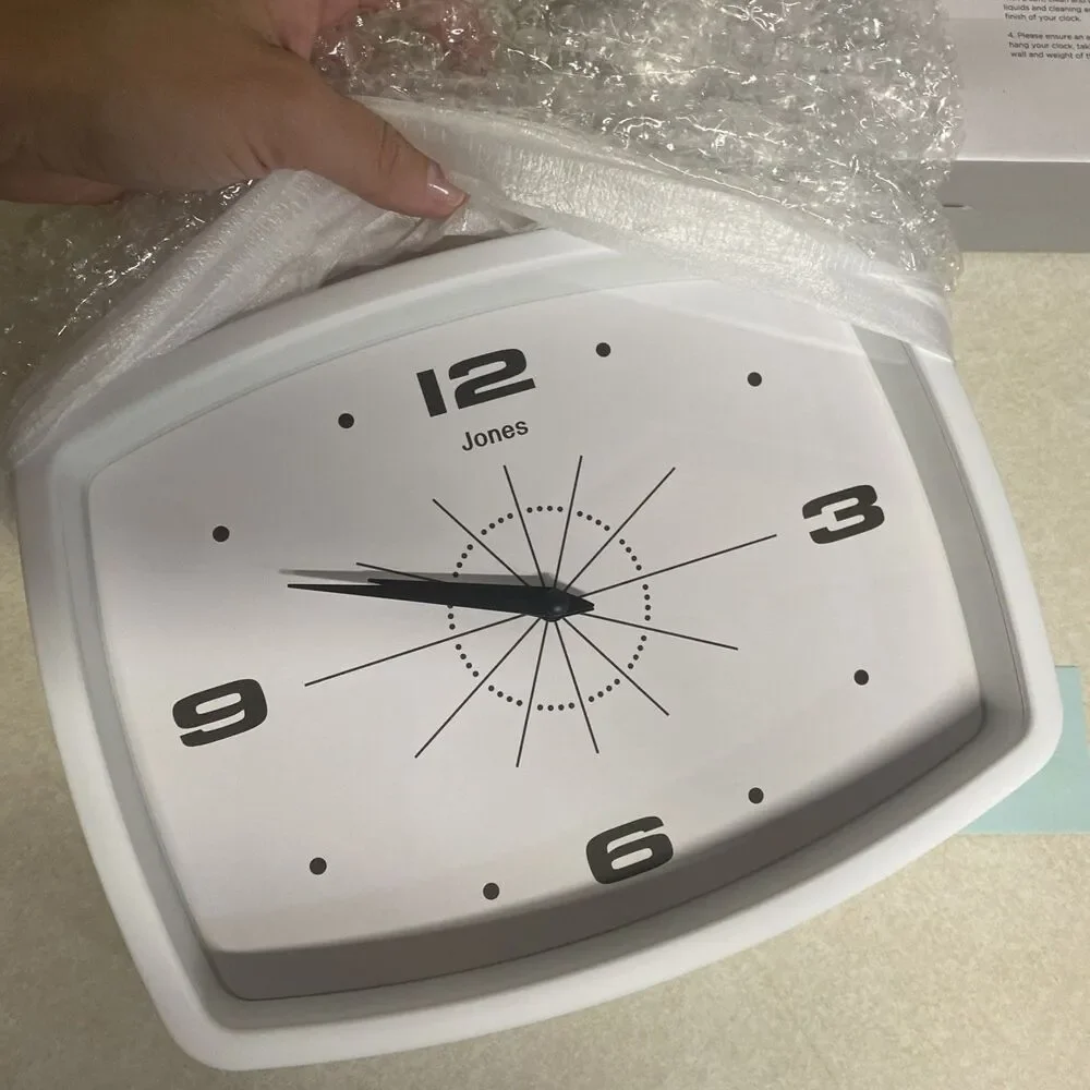 JONES CLOCKS® Movie Retro Wall Clock - Rectangular Clock - White